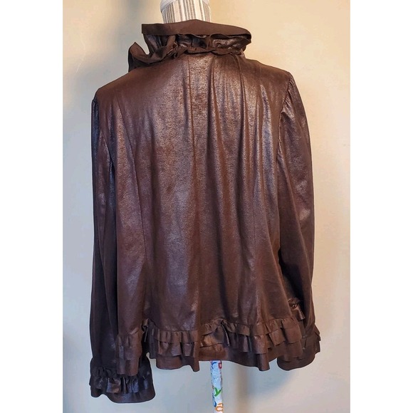 inc international concepts Ruffle Bronze Brown Open Light Jacket Plus Sz 3XL - Picture 4 of 9